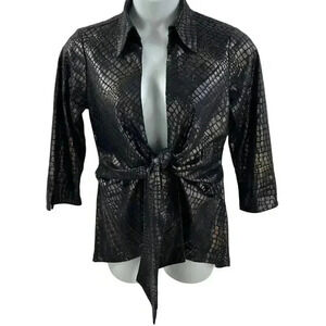 Vintage Misha Womens M Rare 3 D Crocodile Texture Print Wrap Blazer Reptile NWT